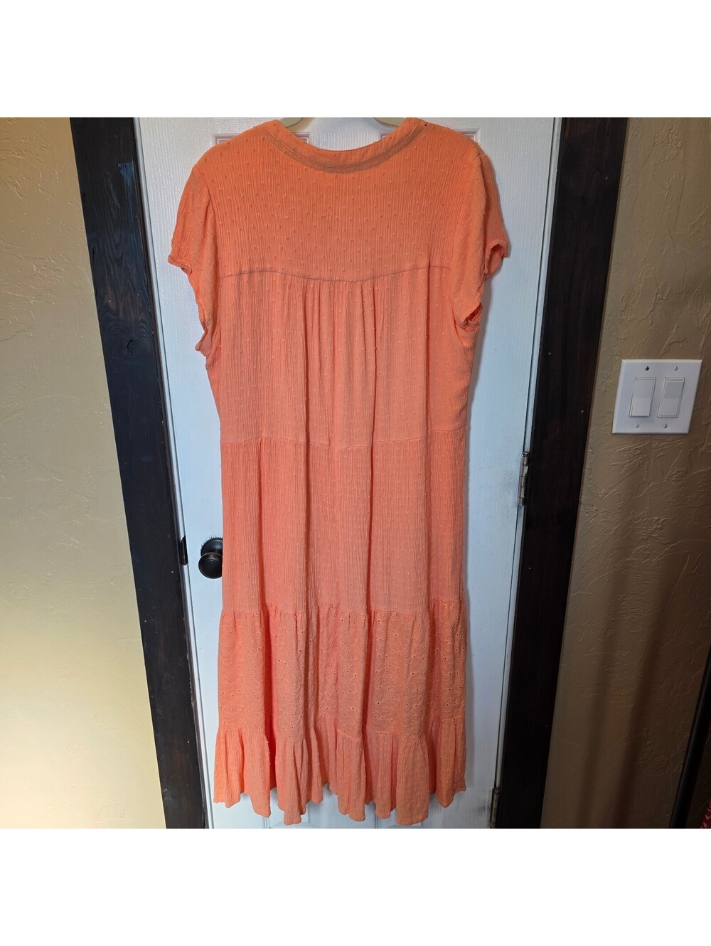 Kate & Sam Women's Coral Orange Eyelet Dress with Tassel Ties- XL - Picture 5 of 9